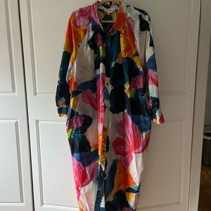 Mara Hoffman floral shirt dress/caftan. XL. Good condition. Machine wash.